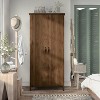 HOMES: Inside + Out andreasson Wardrobe Closet Distressed Walnut : Modern Armoire with Fixed Shelves, 19.54" Depth - 3 of 4