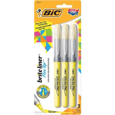 BIC Brite Liner Flex Tip Highlighters Yellow GBLBP31-YEL