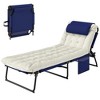 Resenkos Folding Chaise Lounge Pool Chair With 4-Level Reclining Back, Cushion, Side Pocket, Headrest, Blue - 2 of 4