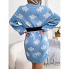 Women's V-Neck Lantern Sleeve Cloud Color Block Knit Dress - 4 of 4