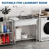 Acekool 47"x20"x37" Stainless Kitchen Sink, 360° Rotating Faucet, Storage Rack, Hot Cold Water for Indoor Outdoor Use - 3 of 4