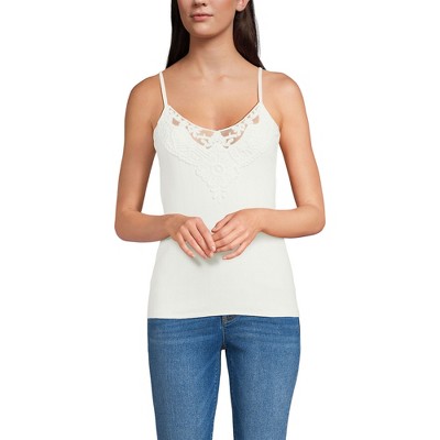 Lands' End Women's Variegated Micro Rib Lace Trim Cami