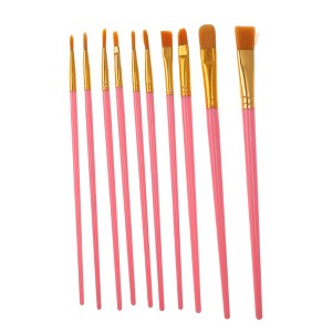 Unique Bargains Paint Brush Setfor Oil Paints Nylon Bristles with Aluminum Collar and Plastic Handle 10 Pcs - 1 of 3