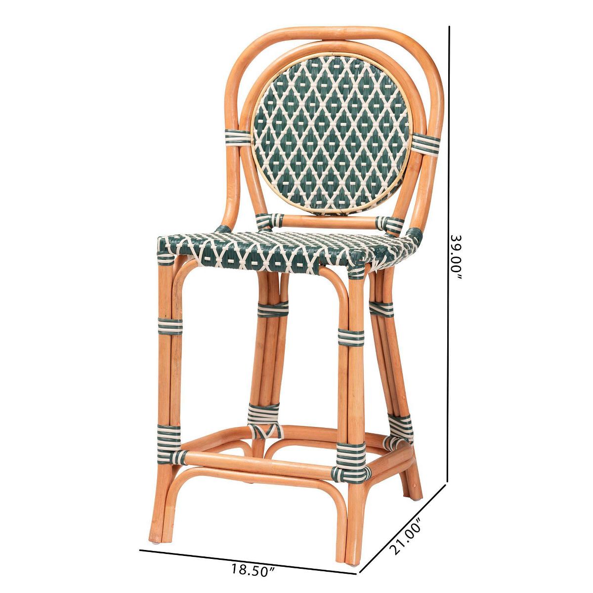 bali & pari Mattie Rattan Bistro Counter Stool with Backrest Natural - thumbnail 9