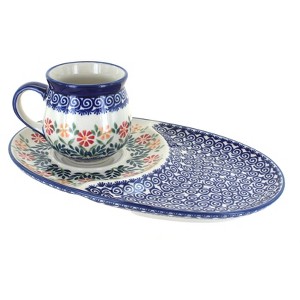 Blue Rose Polish Pottery P006-K090 Manufaktura Breakfast Plate & Bubble Mug Set - 1 of 2