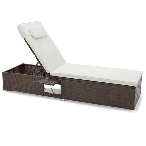 Tangkula Chaise Lounge w/ 6-level Backrest Comfy Seat & Headrest Backyard Patio - 1 of 4
