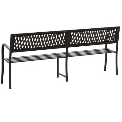 Twin Patio Bench Black 93.3" Steel