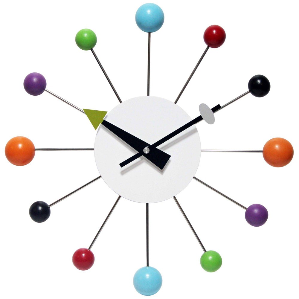 Photos - Wall Clock 15" Orb Spoke Retro  White - Infinity Instruments