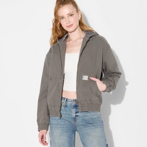 Women's Canvas Hooded Utility Jacket - Wild Fable™ - 1 of 3