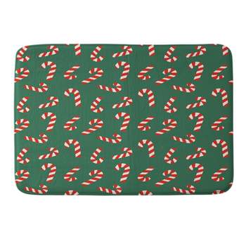Lathe & Quill Candy Canes Green Memory Foam Bath Mat - Deny Designs