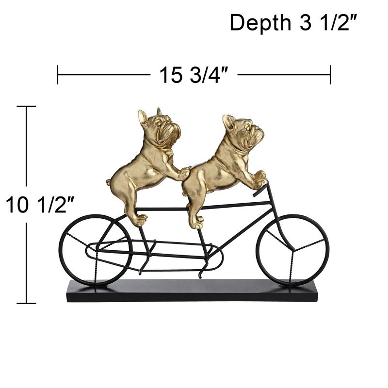 Studio 55D Bulldogs on Bicycle 15 3/4" Wide Gold Sculpture, 4 of 7
