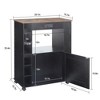 VECELO Kitchen Island Car Rolling Storage Cabinet with Charging Station and Open Shelves, White/Brown - 4 of 4