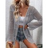 Women's Crochet Cardigan Light Weight Long Sleeve Tie Front Hollow Out Thin Cardigan - 4 of 4