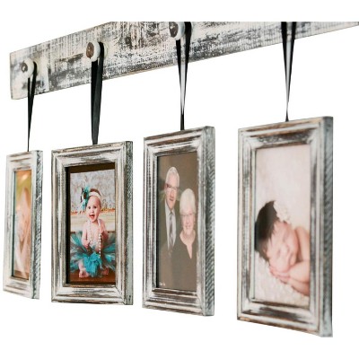 TX USA Corporation Classic Design Wood Wall Photo Frame with Hanging Hooks, Set of 3 - White Wash