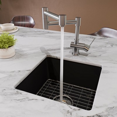 ALFI Black Matte Square 18 Inches x 18 Inches Undermount / Drop In Fireclay Prep Sink