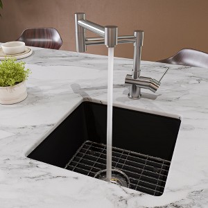 ALFI Black Matte Square 18 Inches x 18 Inches Undermount / Drop In Fireclay Prep Sink - 1 of 4