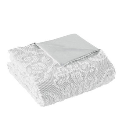 Gray and White Tufted Medallion Full/Queen Duvet Cover Set