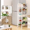 5 Tier Rolling Cart with Wheels, Easy Assemble Metal Slim Rolling Storage Cart for Narrow Space On Bedroom Bathroom Laundry Room - 4 of 4