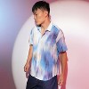 Campus Sutra Men Men's Sky Blue & Ivory White Strokes-Textured Shirt - 3 of 4