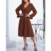 Coolmee Women's Bohemian Dress Casual Long Sleeve V Neck Dress Floral Flowy Maxi Dresses Tiered Cocktail Dress - 4 of 4