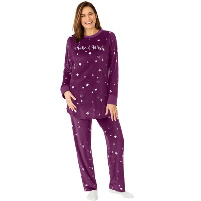 Dreams & Co. Plus Size  Velour Pajama With Free Fuzzy Socks