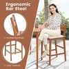 Tangkula Patio Eucalyptus Wood Bar Stools Set of 2 Outdoor Bar Height Patio Chairs w/ Cushions - 3 of 4