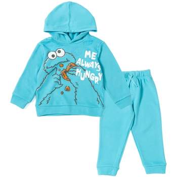 Sesame Street Elmo Cookie Monster Fleece Pullover Hoodie and Pants Outfit Set Toddler