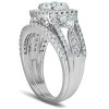 Pompeii3 1 1/2 Ct Cushion Halo Round Diamond Engagement Wedding Ring Set 10k White Gold - 2 of 4