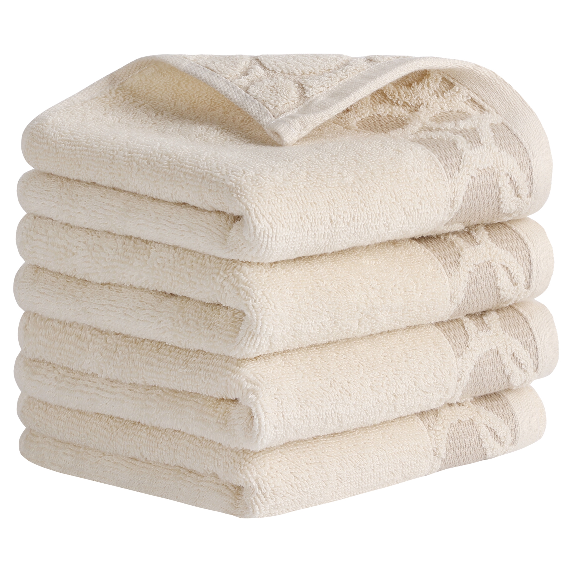 REGALWOVEN Cotton Jacquard Bathroom Face Gym and Spa Home Soft Absorbent Hand Towel 13" x 29" Camel 4 Pcs