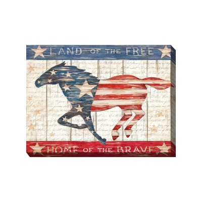 Cottage Garden West of The Wind Land of The Free Red, White, Blue 40 x 30 Inch Waterproof Gallery Wrapped Canvas, Outdoor Garden, Yard, Patio All