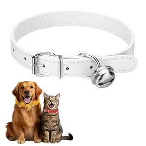 Unique Bargains Dog Collar with Bell Adjustable Buckle PU Leather Dog Collars - 1 of 4