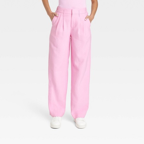 Women's High-rise Straight Trousers - A New Day™ Pink 10 : Target