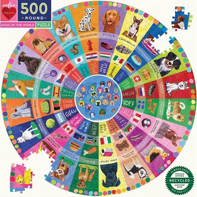 Colorful Round Dogs of the World 500 Piece Puzzle