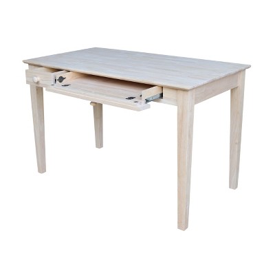 Natural Wood Rectangular Desk with Flip Down Drawer