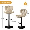 BABYYER Modern Bar Stools Set of 2, with Back and Footrest, Adjustable Swivel Barstools, for Kitchen Island - 3 of 4