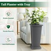 TUYOHW Set of 2 Tall Planters for Plants, 24" Tapered Tall Planters with Tray for Porch, Patio, Backyard, Large Planters for Outdoor Indoor Plants - 3 of 4