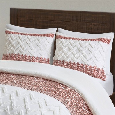 Mila Full/Queen Cotton Duvet Cover Set with Chenille Tufting