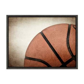 18" x 24" Sylvie Vintage Bball Framed Canvas by Shawn St. Peter Gray - DesignOvation