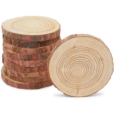 Bright Creations 10-Pack Round Unfinished Natural Wood Slices for Arts and Crafts (3.9 to 4.7 in)