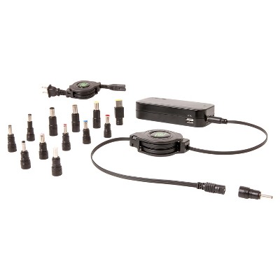 ReTrak® Retractable 90-Watt Universal Notebook Charger in Black