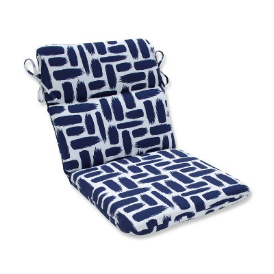 Baja Nautical Rounded Corners Outdoor Chair Cushion Blue - Pillow Perfect