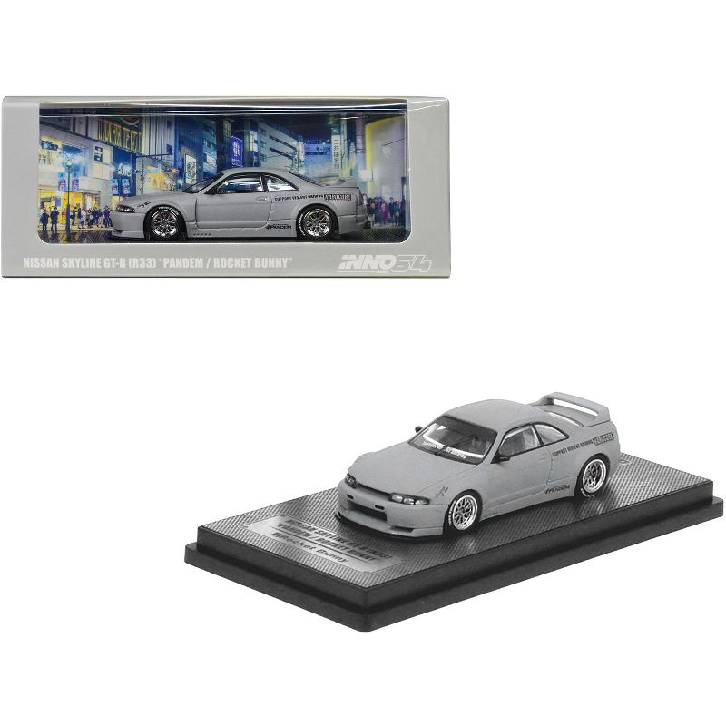 Nissan Skyline GT-R (R33) RHD (Right Hand Drive) Cement Matt Gray "Pandem - Rocket Bunny" 1/64 Diecast Model Car by Inno Models, 1 of 4