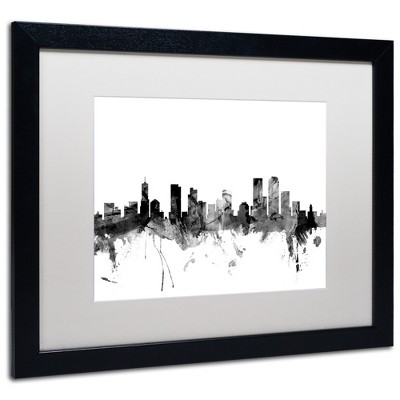 Trademark Fine Art-Michael Tompsett 'Denver Colorado Skyline B&W' Matted Framed Art