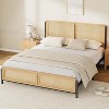 coucheta Bed Frame with Natural Rattan Headboard and Footboard, Wooden Full Platform Bed No Box Spring Needed, Noise-Free Easy Assemble - 3 of 4
