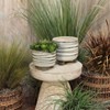 Gulches 2 Piece Ceramic Aztec Planters w/ Saucers, Sizes 4.5x4.5x4.5" & 6x6x5.75" - Perfect for Hall, Bedroom, Florist etc. - 3 of 4