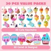 Joyfy 30 Packs Cute Squishy Toys Stress Relief Keychains with Valentine's Day Gift Cards for Classroom Exchange Gift - 2 of 4