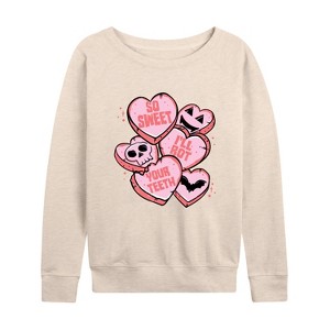 Women's - Instant Message - Valentine's Day So Sweet I'll Rot Your Teeth Lightweight French Terry Wide Neck Long Sleeve Shirt - 1 of 4
