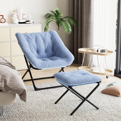 Saucer Chair, Plush Comfy Seat with Non-Slip Base for Teens & Adults, XL Foldable Lounge Chair for Bedroom/Dorm, Accent Chair