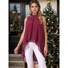 INSPIRE CHIC Women's Casual Tie Back Asymmetrical High Low Sleeveless Mock Neck Flowy Blouse - 2 of 4