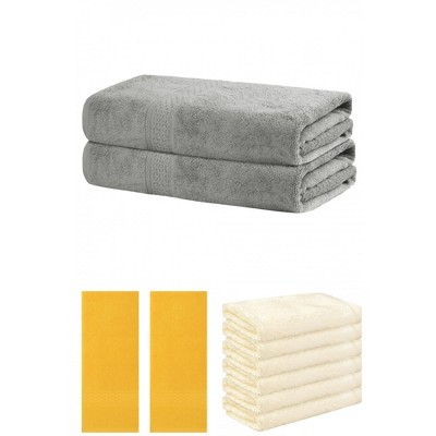 REGALWOVEN Absorbent Solid Bath Hand Face Cloths Cotton Towels 3 Piece Sets
